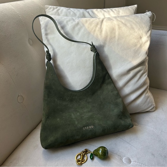 STAUD WINONA SHOULDER BAG | AVOCADO SUEDE (WITH FREE BAG CHARM) - Picture 4 of 9